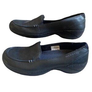 Women's Black Merrell Parma Air Cushion Ortholite Leather Slip On Shoes Size 5